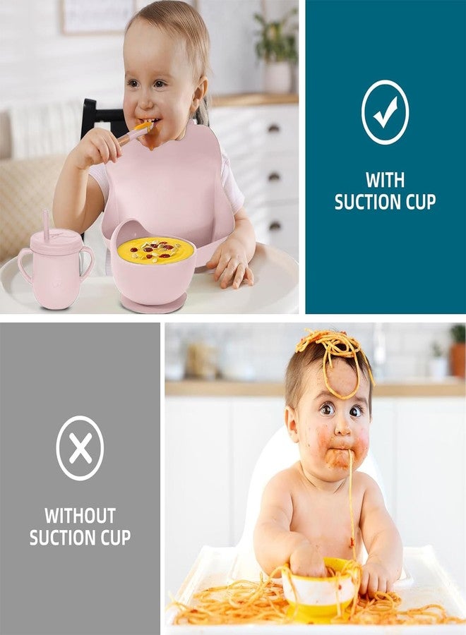 Dormlony 100% Silicone baby feeding set,BPA free Baby dishes set with Suction Bowl Divided Plate,Toddler Self Feeding Dish Set with Spoons Forks Sippy Cup And Bib, Baby Eating Utensils (Lilac) - Image 5
